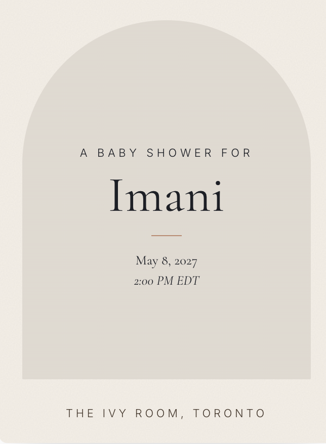 Baby shower invitation for Imani