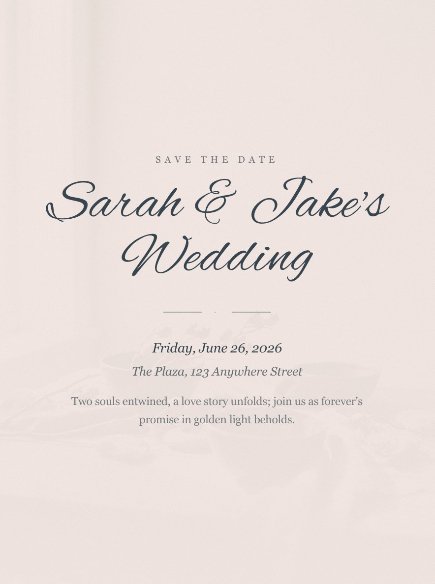 Save the date invitation example